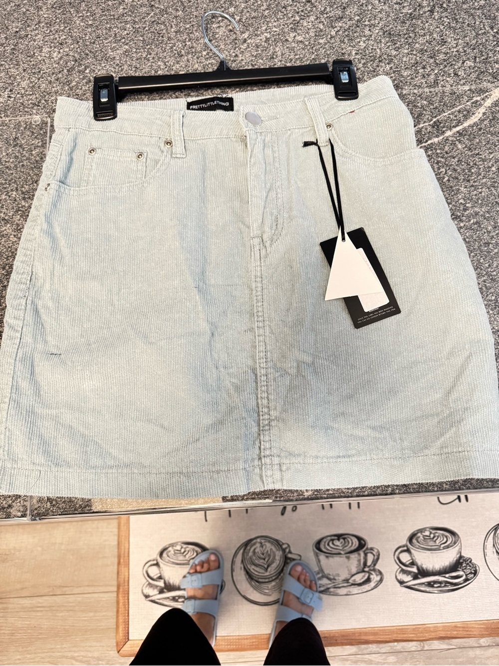 PrettyLittleThing Light Blue Corduroy Mini Skirt Size 6 NWT